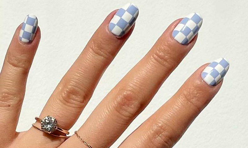 35 Trendy Checkered Nail Art Designs : Checker Nails Different Color Each  Nail